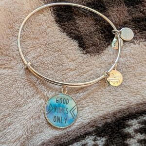Alex and Ani Silver Bracelet with Blue Charm